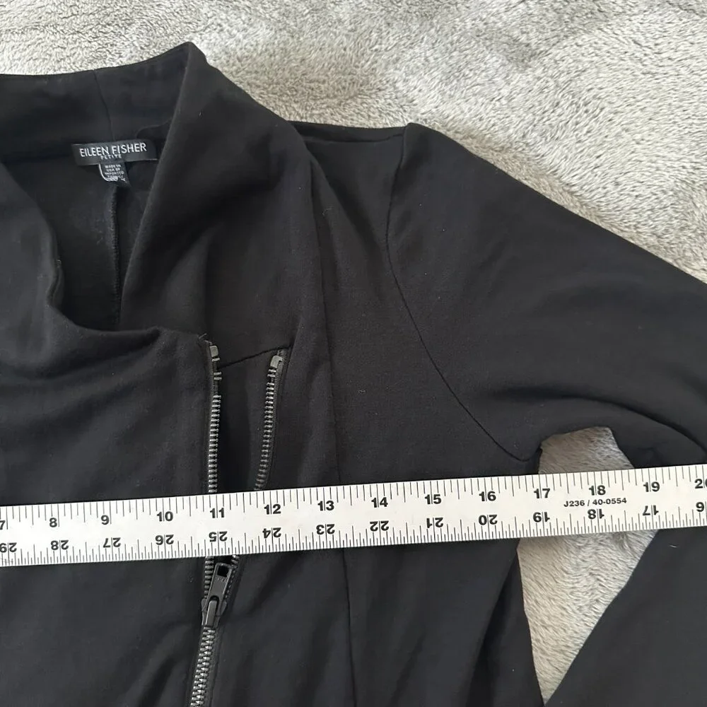 Eileen Fisher Petite Small Black Tencel Moto Jacket PS *Flaw Stretch - Picture 4 of 7